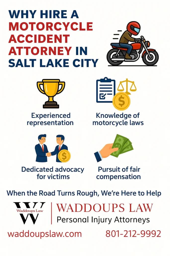 This infographic shows that Why Hire a Motorcycle Accident Attorney in Salt Lake City